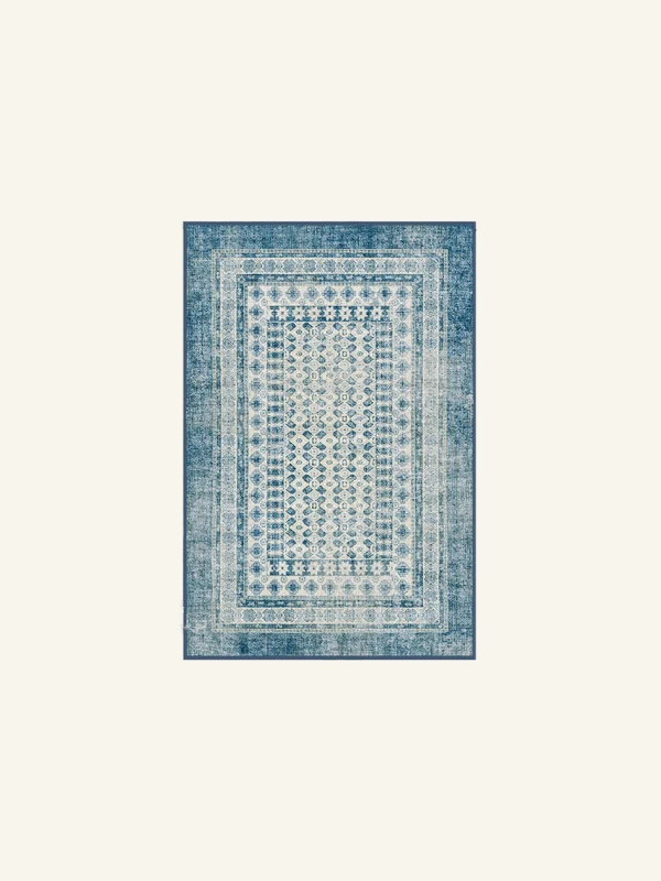 Vintage Geometric Border Washable Area Rug