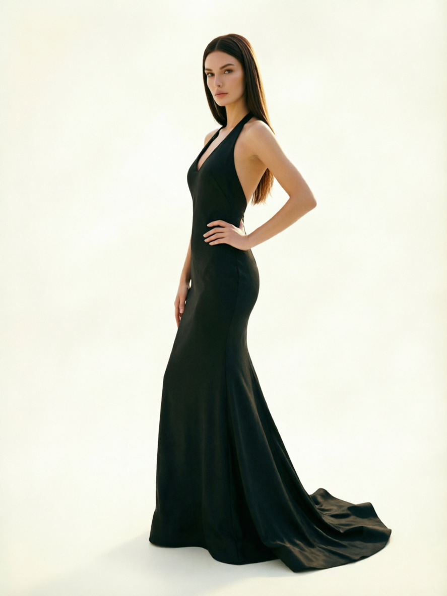 Halter Backless Mermaid Evening Gown