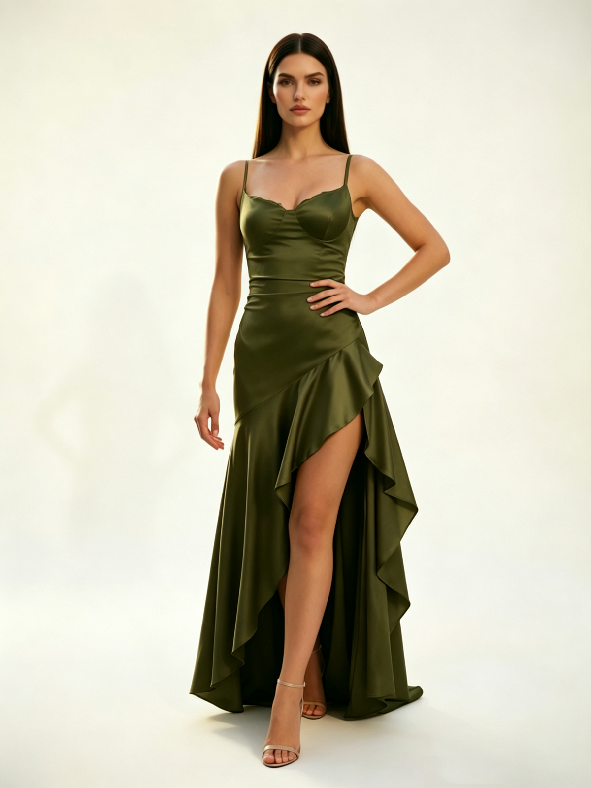 Lace-edged high-waisted strapless backless dress with pleated hem