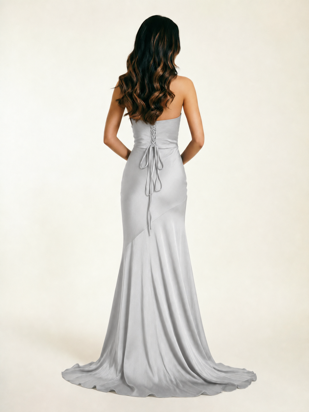 Neckline deep V sequined floor-length evening dress