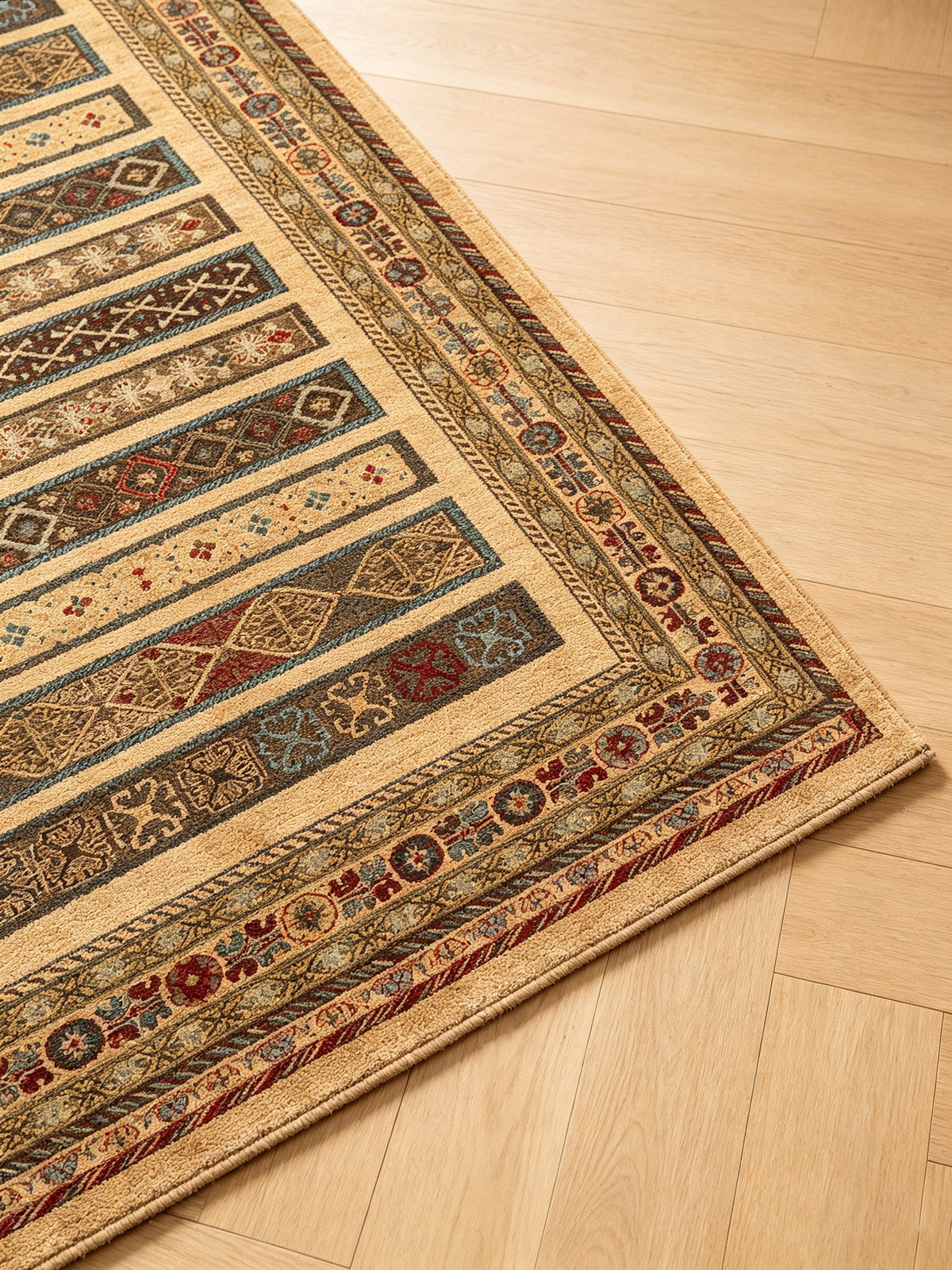 Bohemian Rustic Multi‑Stripe Non‑Slip Washable Area Rug