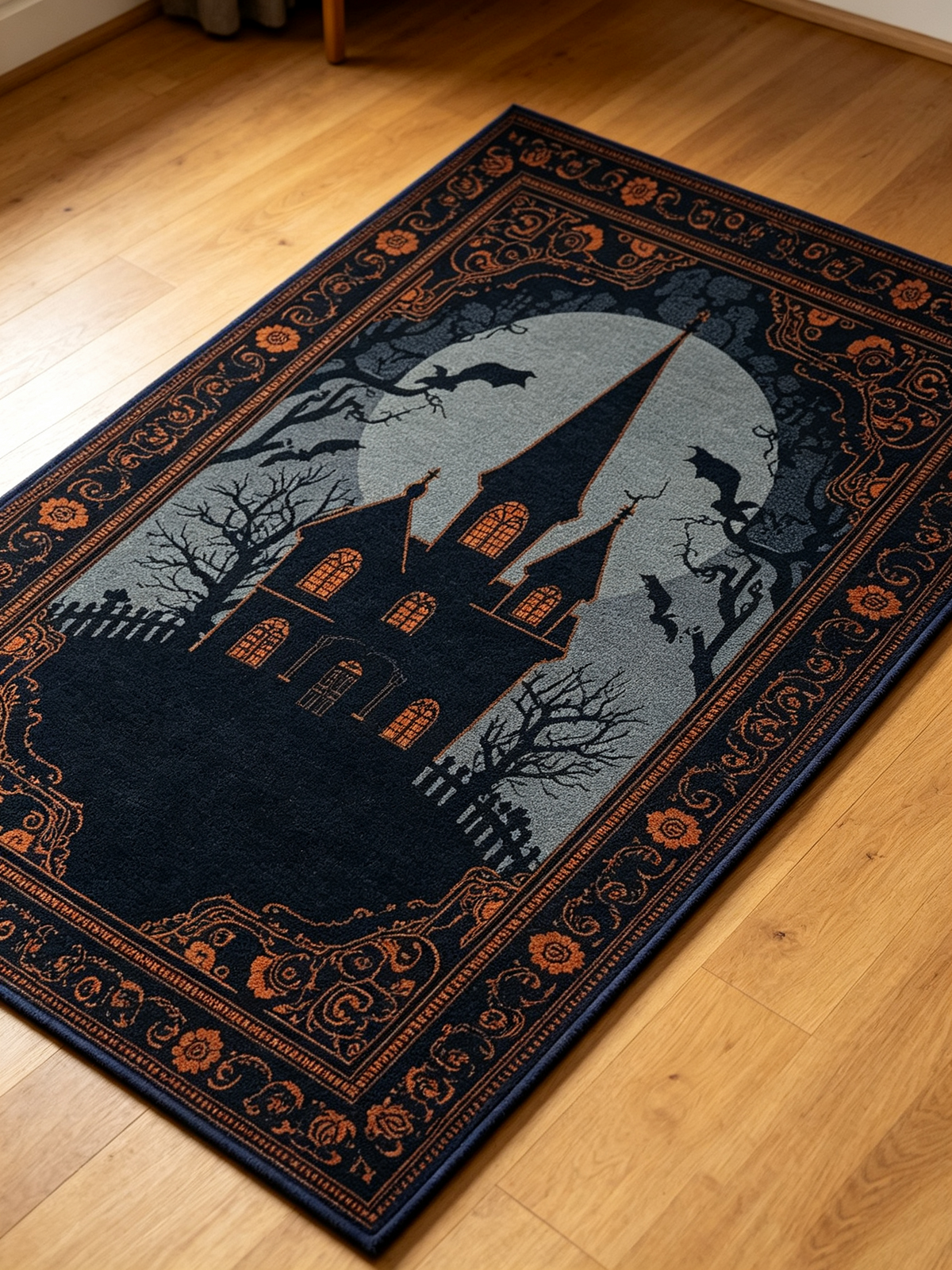 Gothic Haunted House Halloween Area Rug