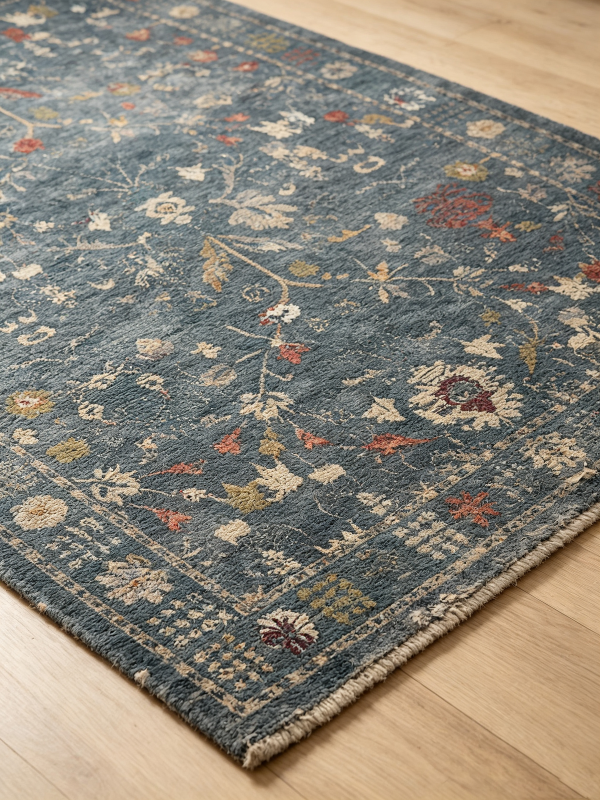 Distressed Vintage Floral Oriental Area Rug