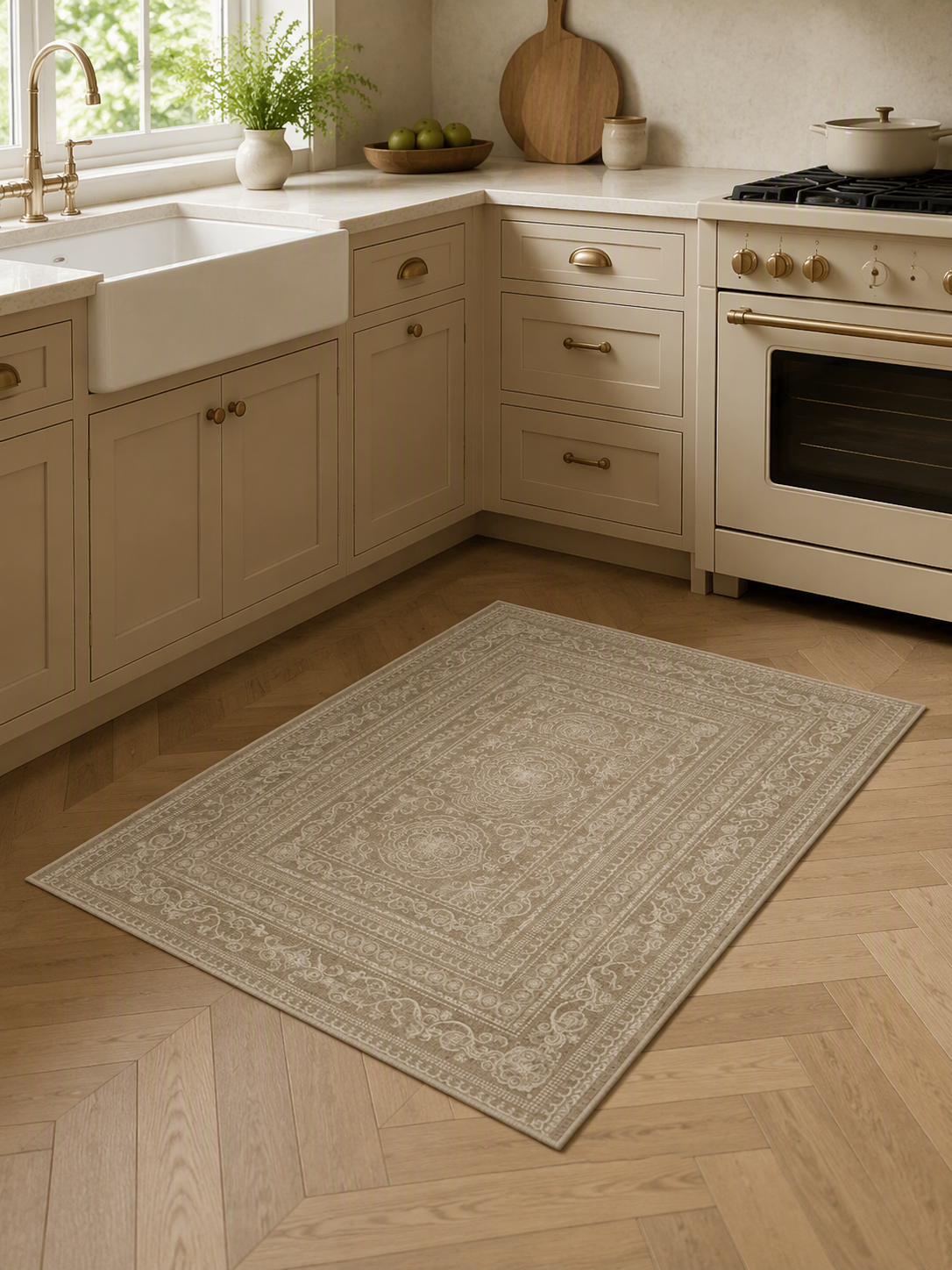 Distressed Oriental Medallion Area Rug