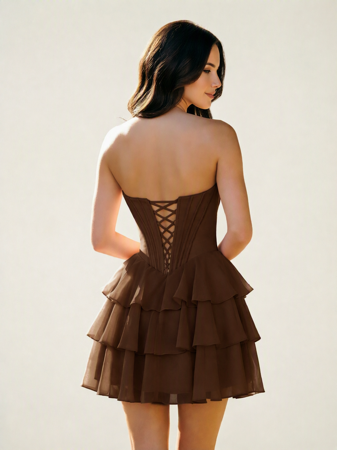Strapless Corset Ruffled Tiered Mini Homecoming Dress