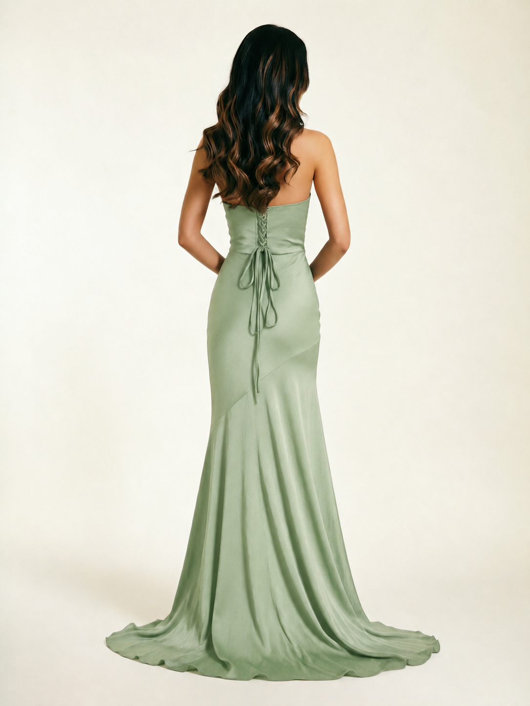 Neckline deep V sequined floor-length evening dress