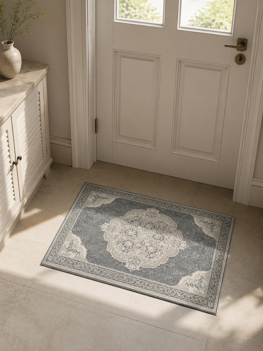 Medallion Washable Low Pile Area Rug