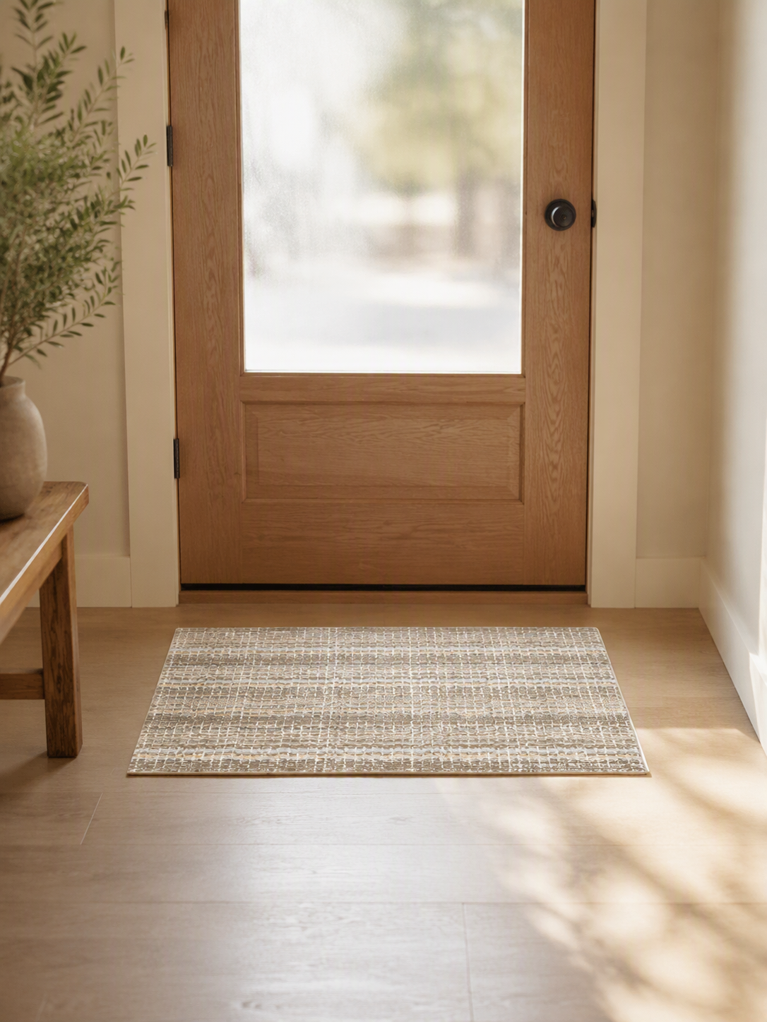 Modern Textured Striped Minimalist  Area Rug