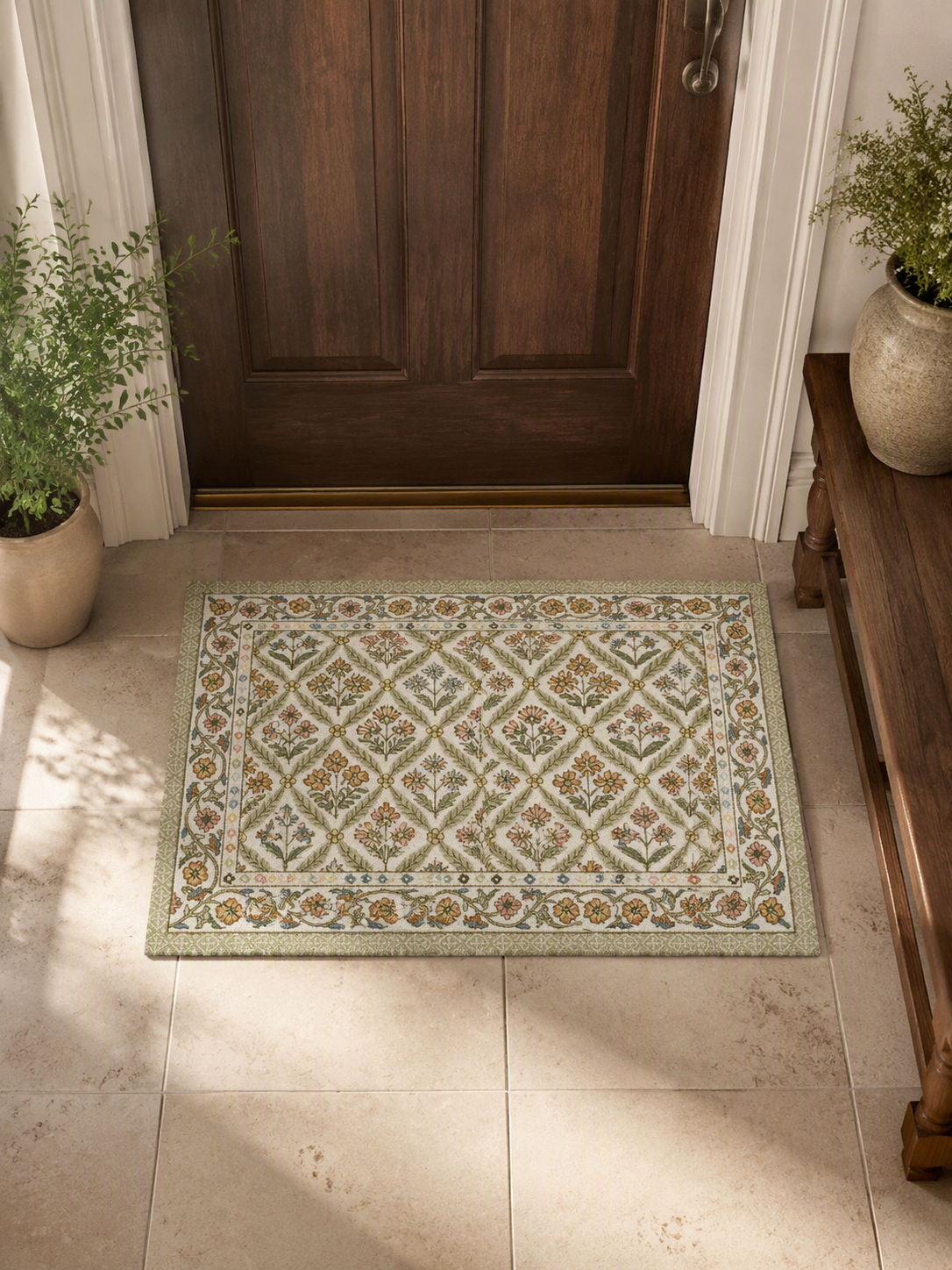 Classic Floral Lattice Area Rug