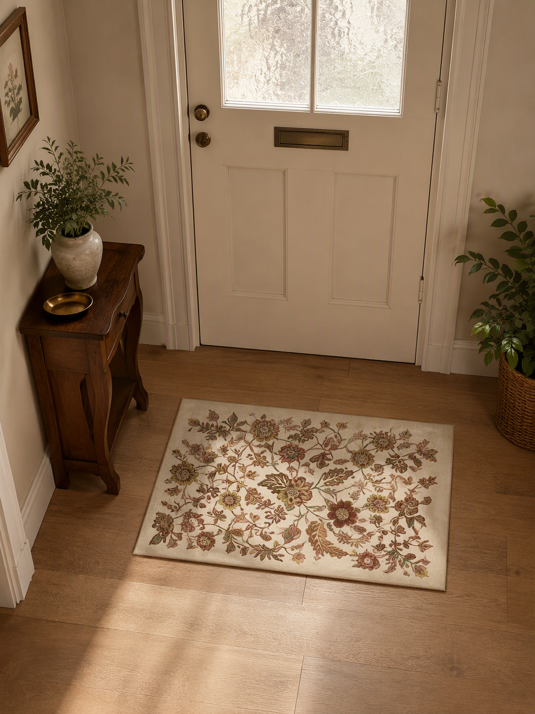 Traditional plant and flower indoor carpet