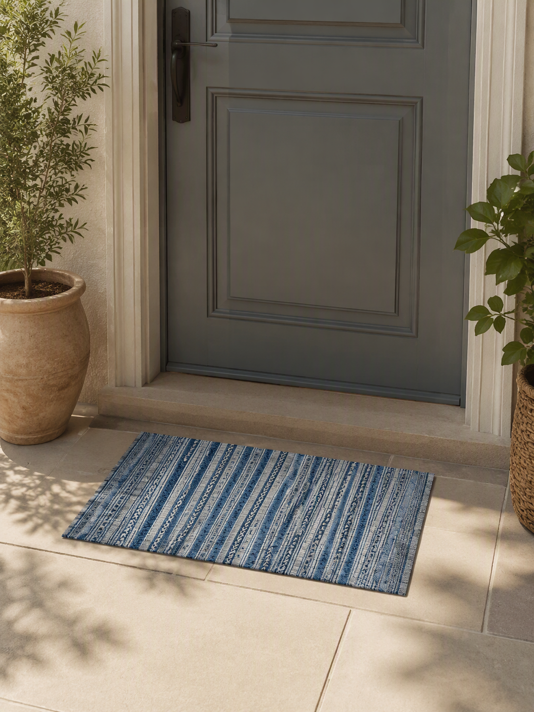 Bohemian Striped Short‑Pile Household Area Rug