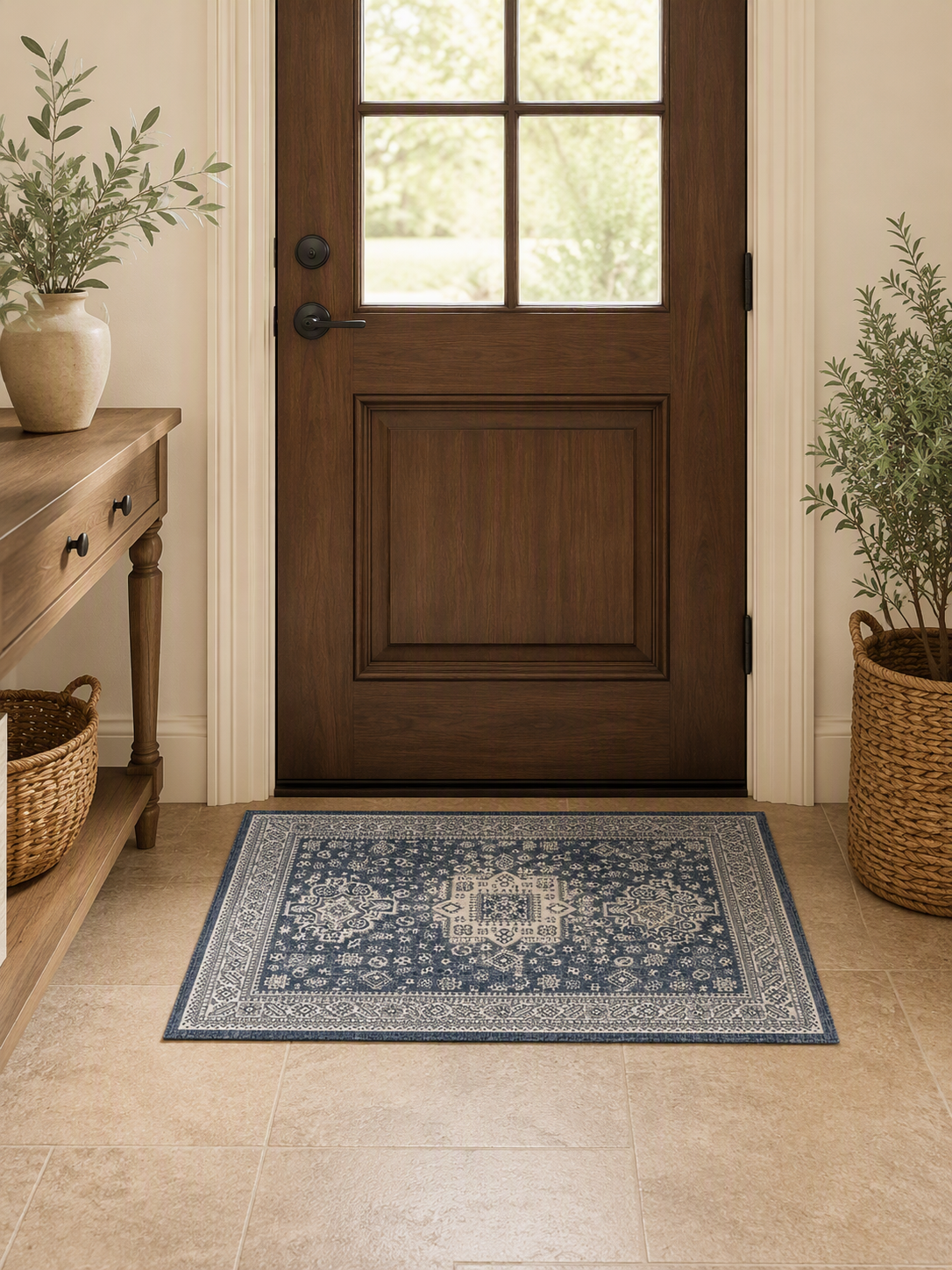 Blue Vintage Medallion Tribal‑Inspired Area Rug