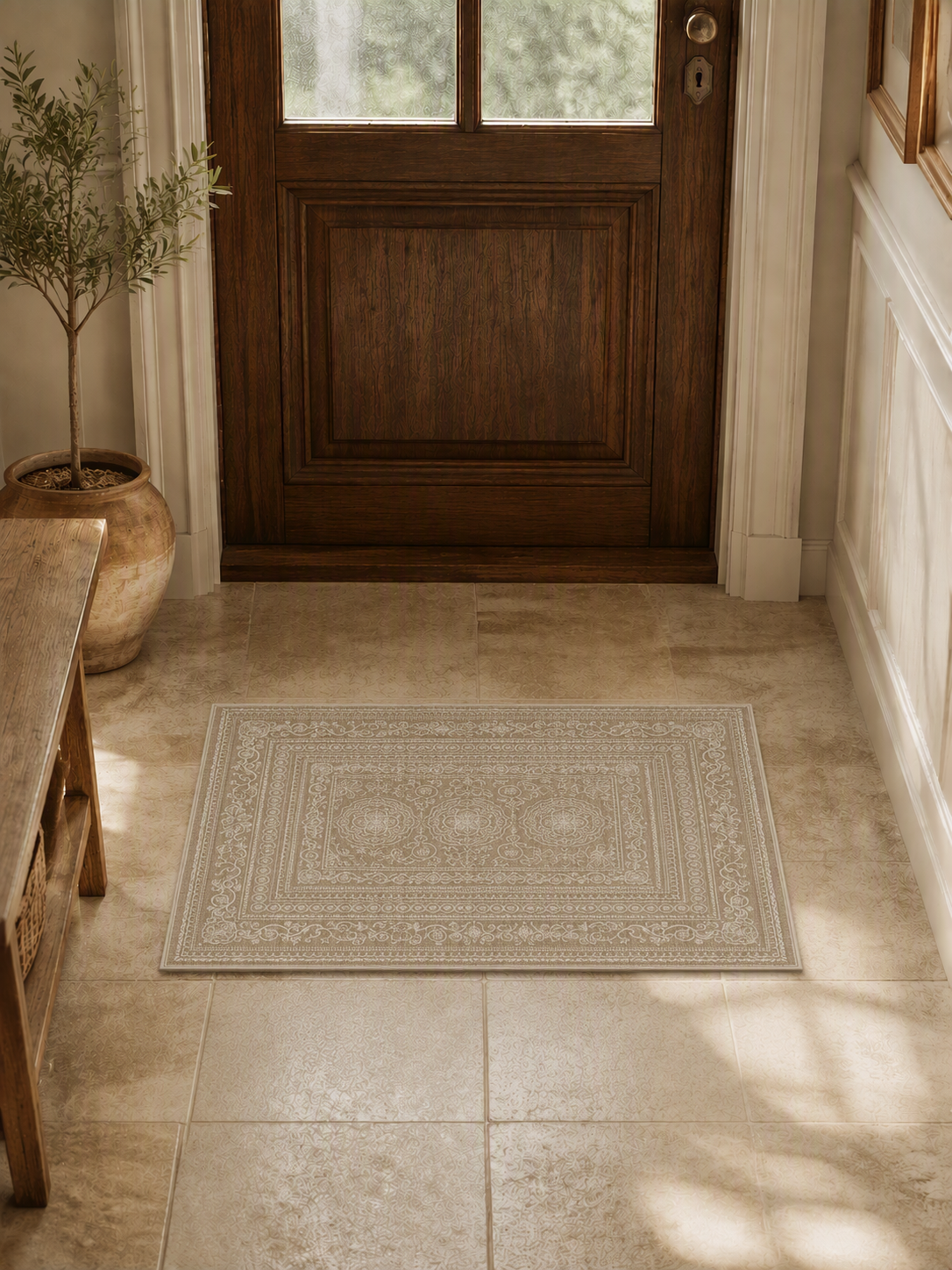 Distressed Oriental Medallion Area Rug
