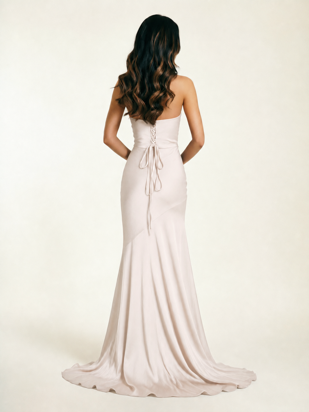 Neckline deep V sequined floor-length evening dress