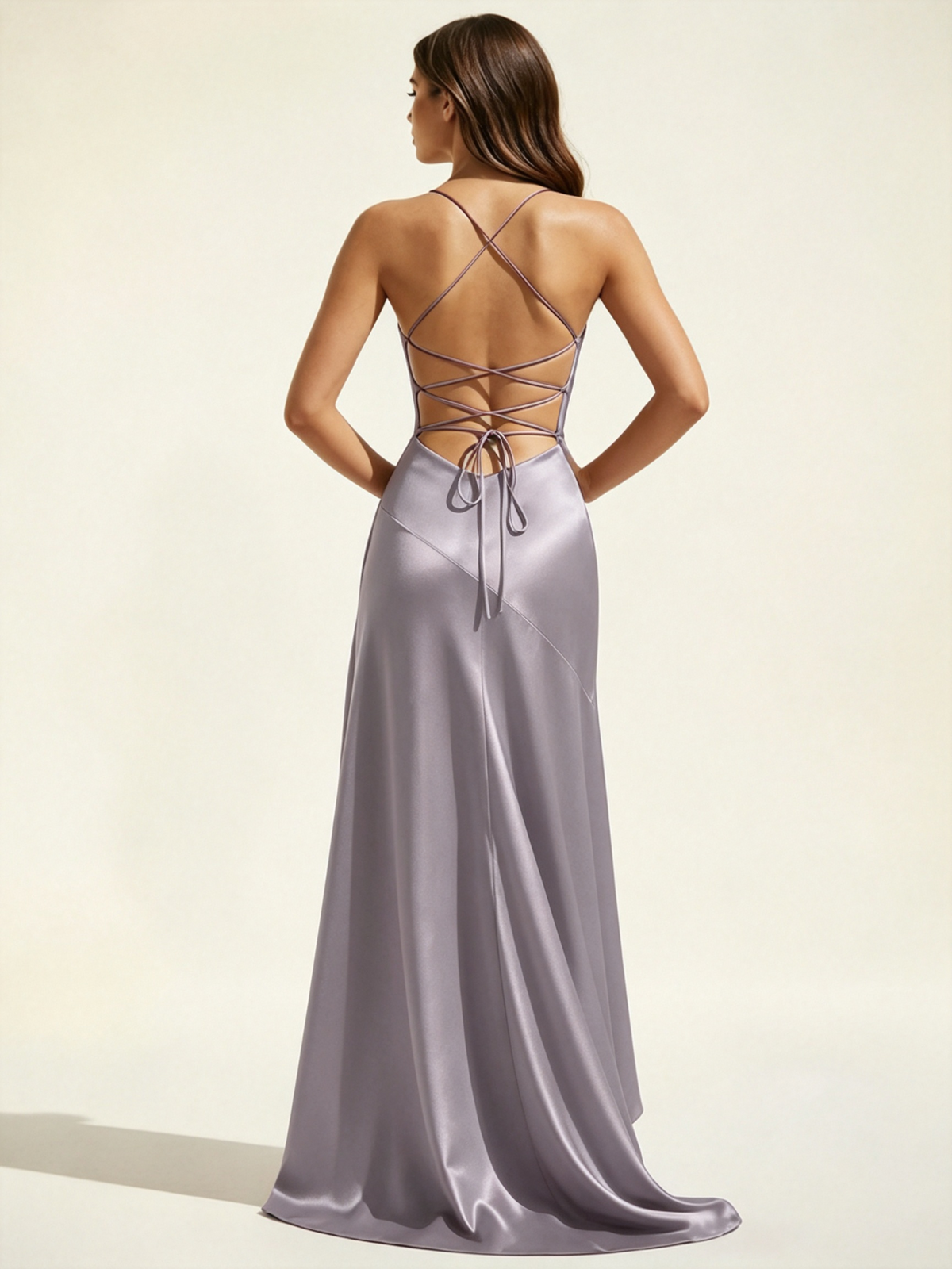 Lace-edged high-waisted strapless backless dress with pleated hem