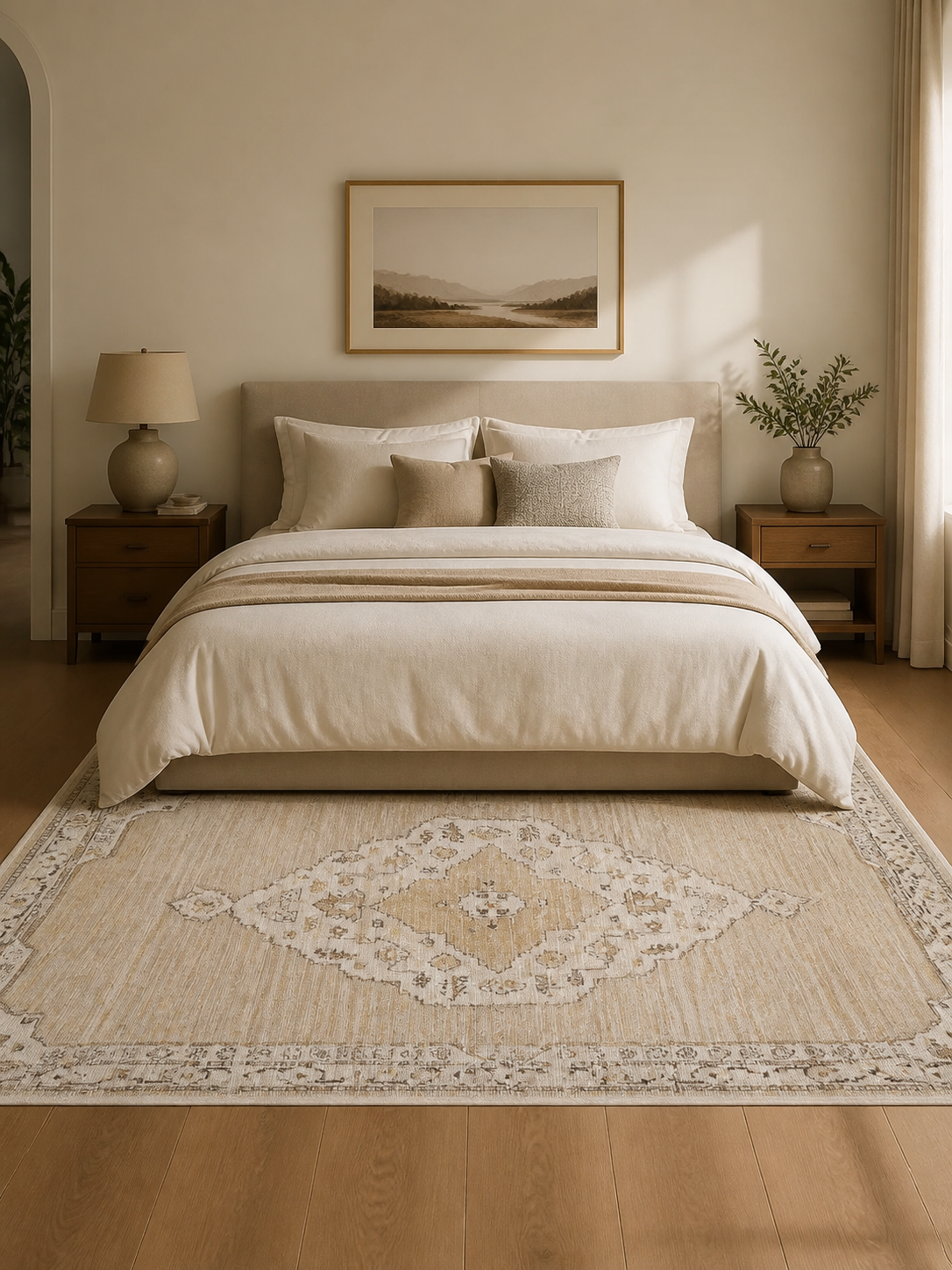 Oriental Medallion Low Pile Area Rug