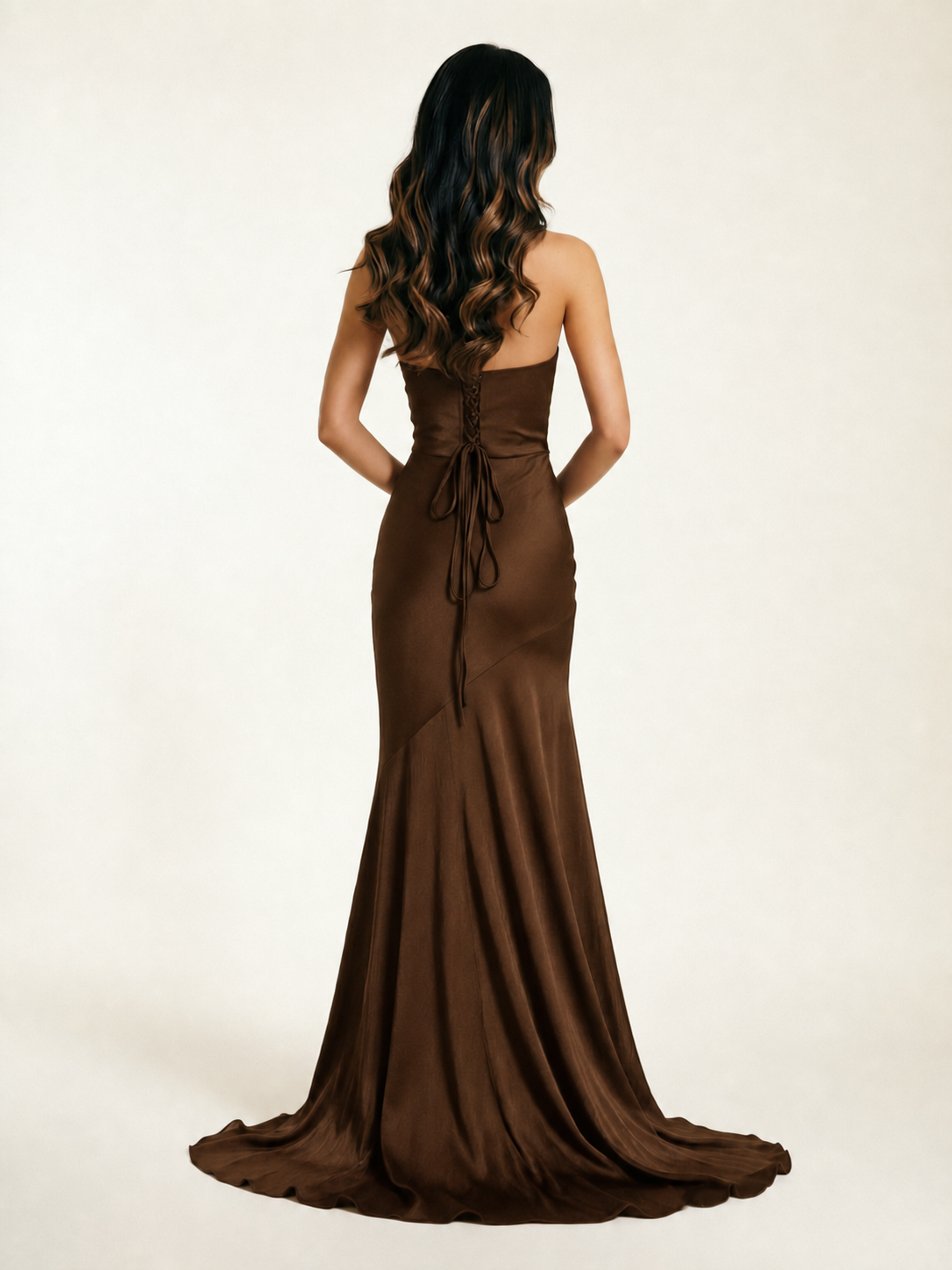 Neckline deep V sequined floor-length evening dress