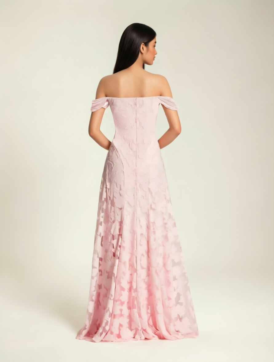 Off-the-Shoulder Floral Lace A-Line