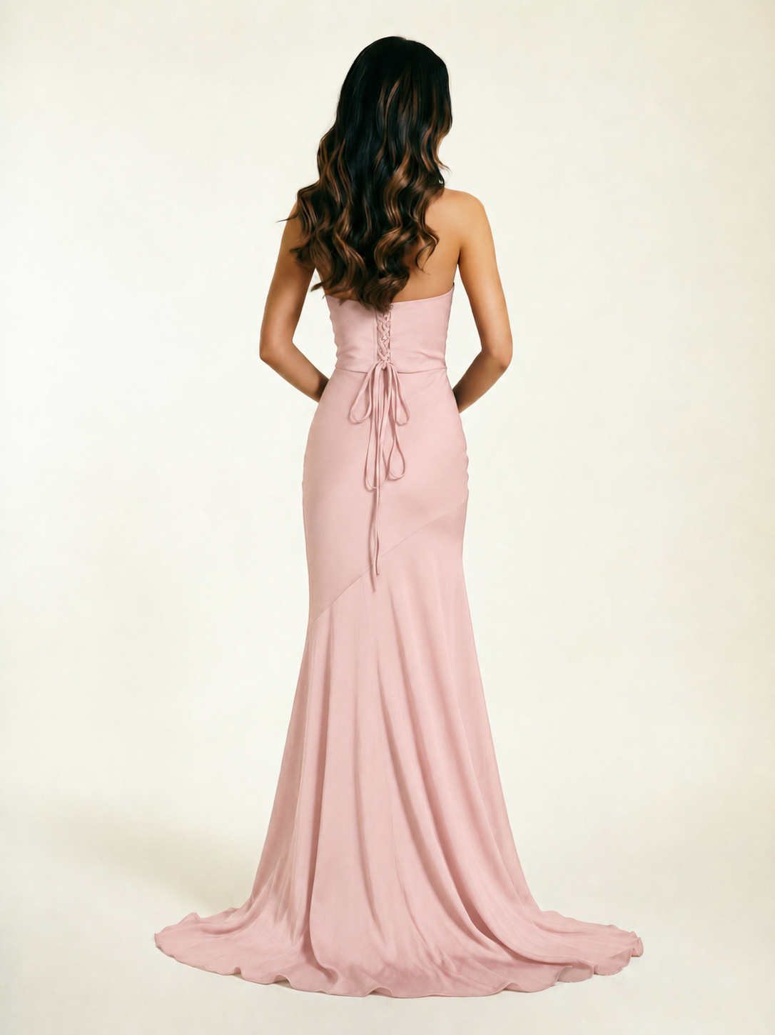 Neckline deep V sequined floor-length evening dress