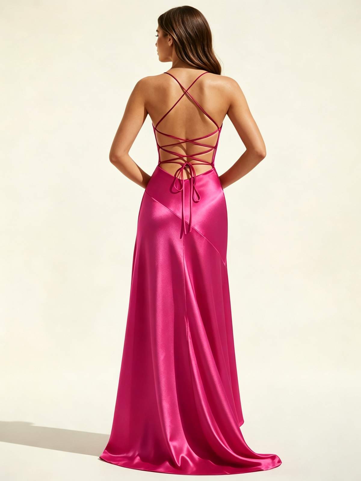 Lace-edged high-waisted strapless backless dress with pleated hem