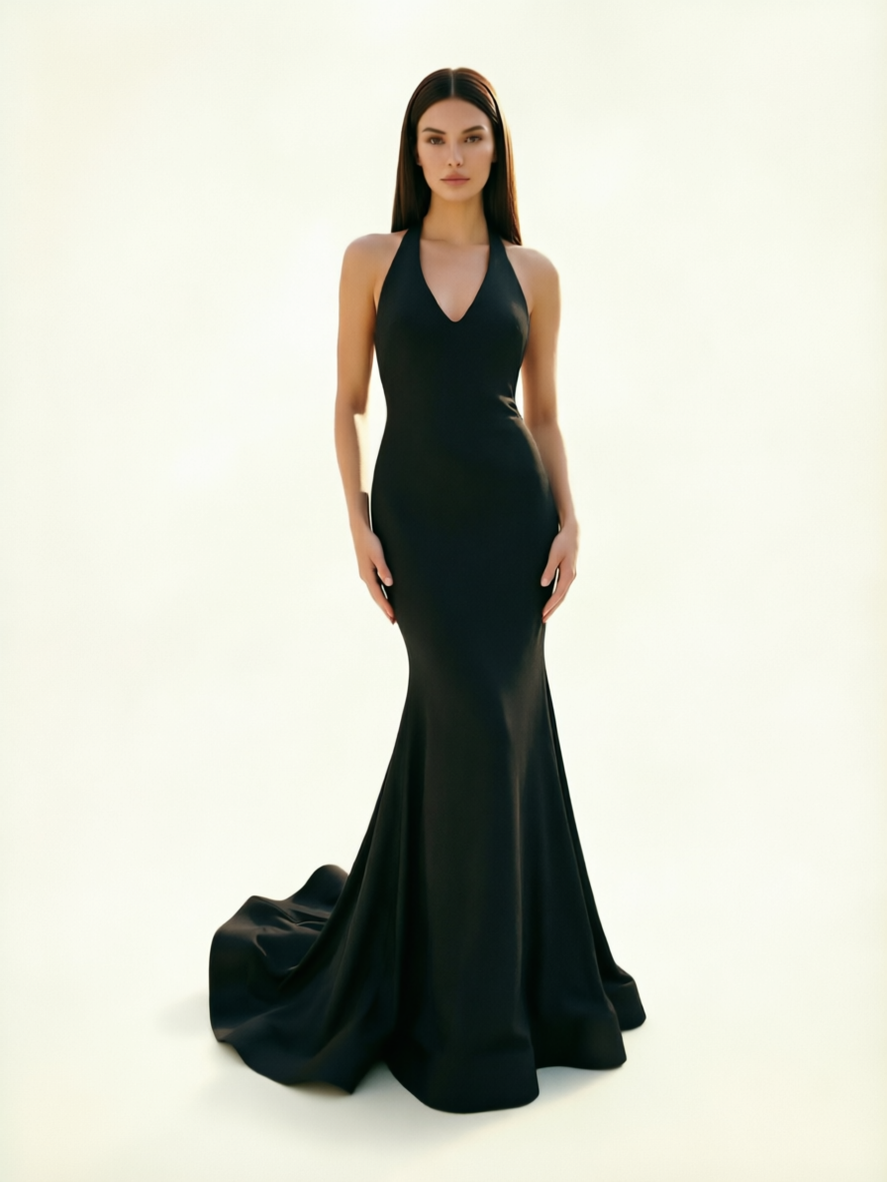 Halter Backless Mermaid Evening Gown