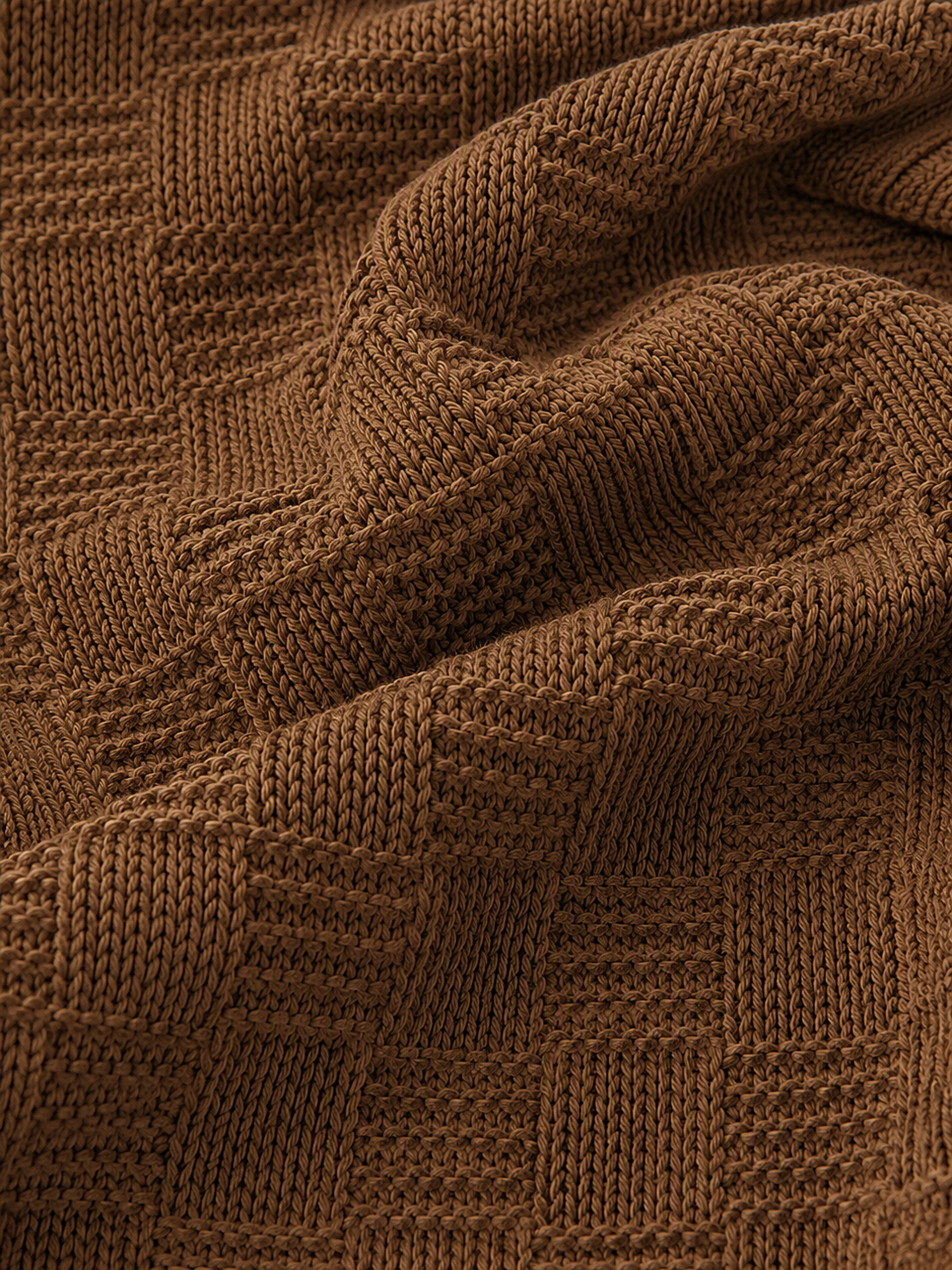 Geometric Woven Grid Knitted Throw Blanket
