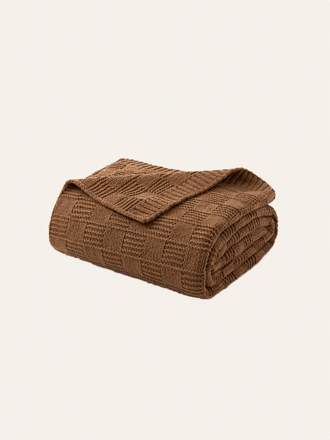 Geometric Woven Grid Knitted Throw Blanket