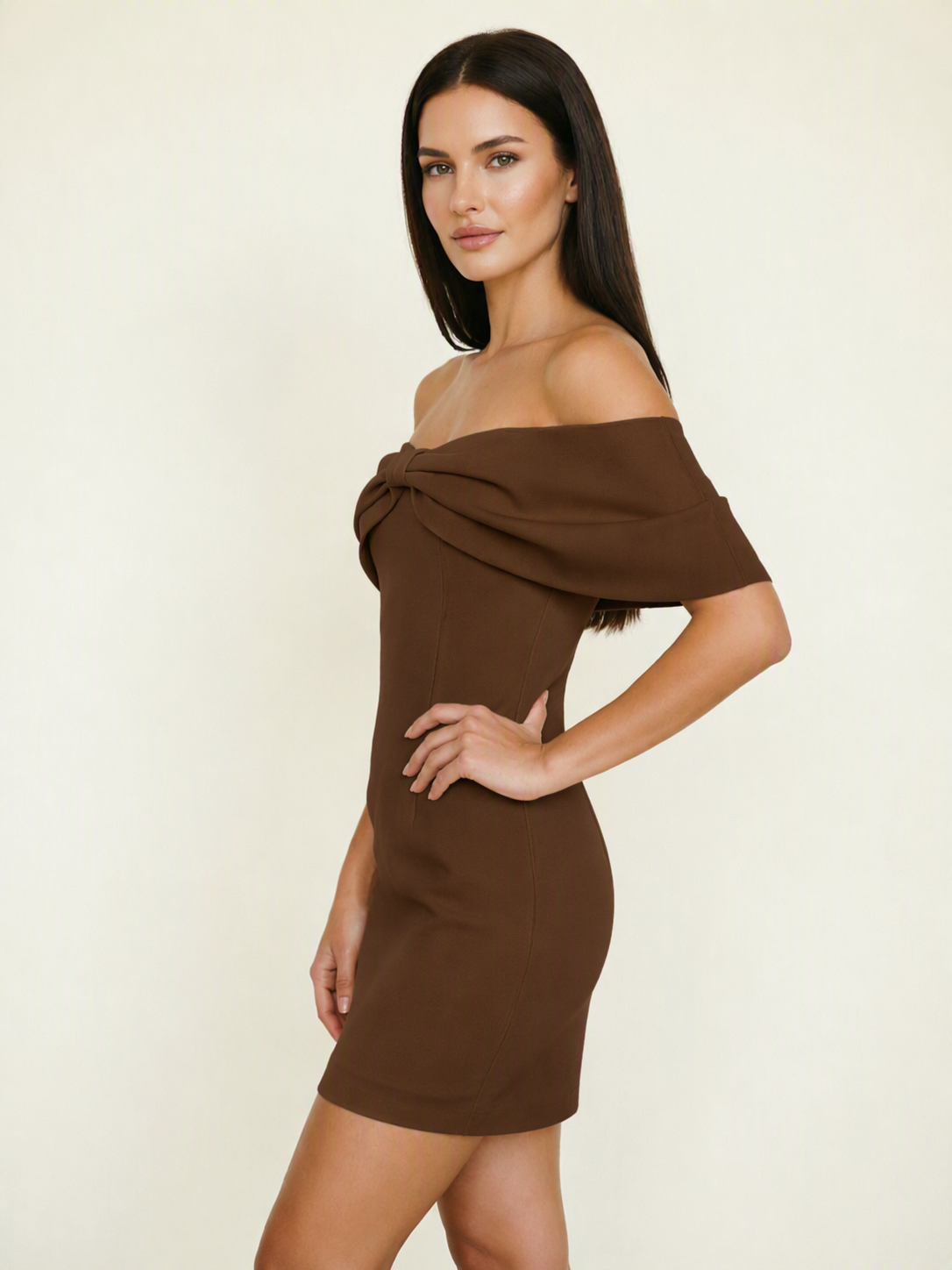 Off Shoulder Bow Bodycon Mini Cocktail Dress