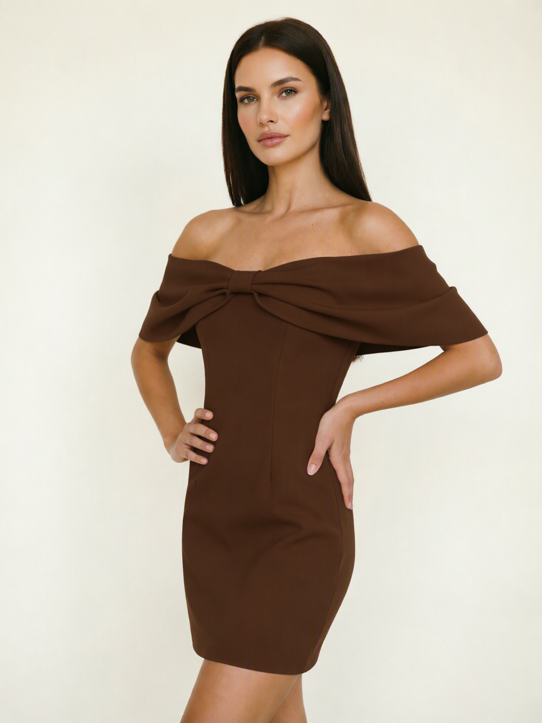 Off Shoulder Bow Bodycon Mini Cocktail Dress