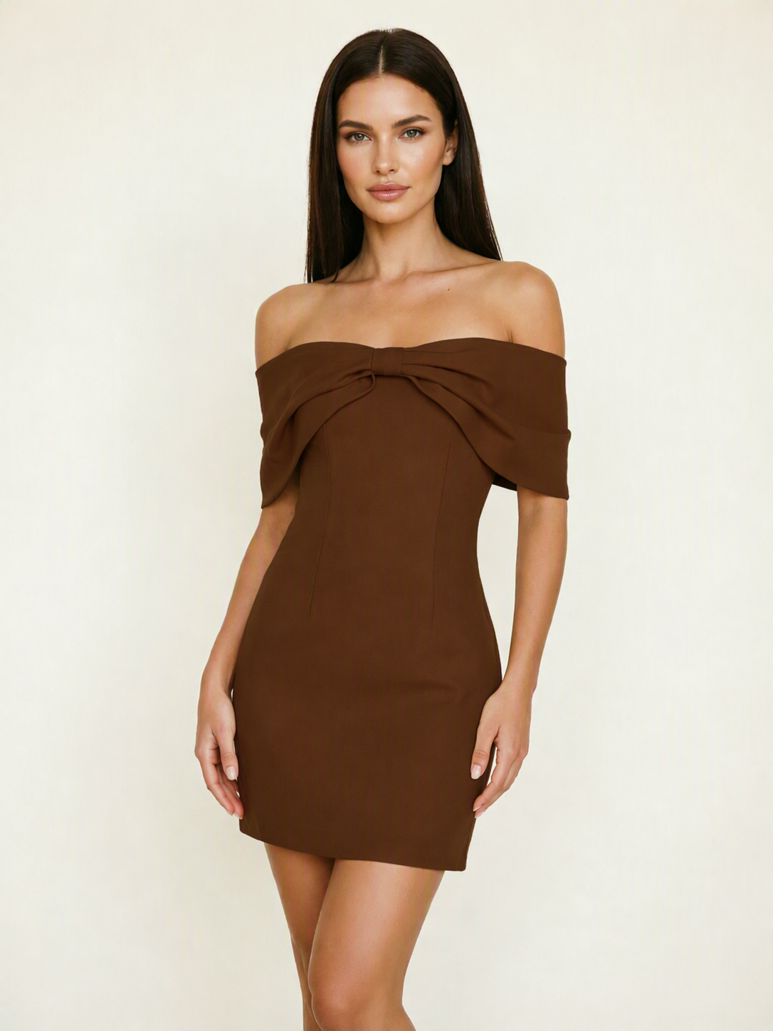 Off Shoulder Bow Bodycon Mini Cocktail Dress
