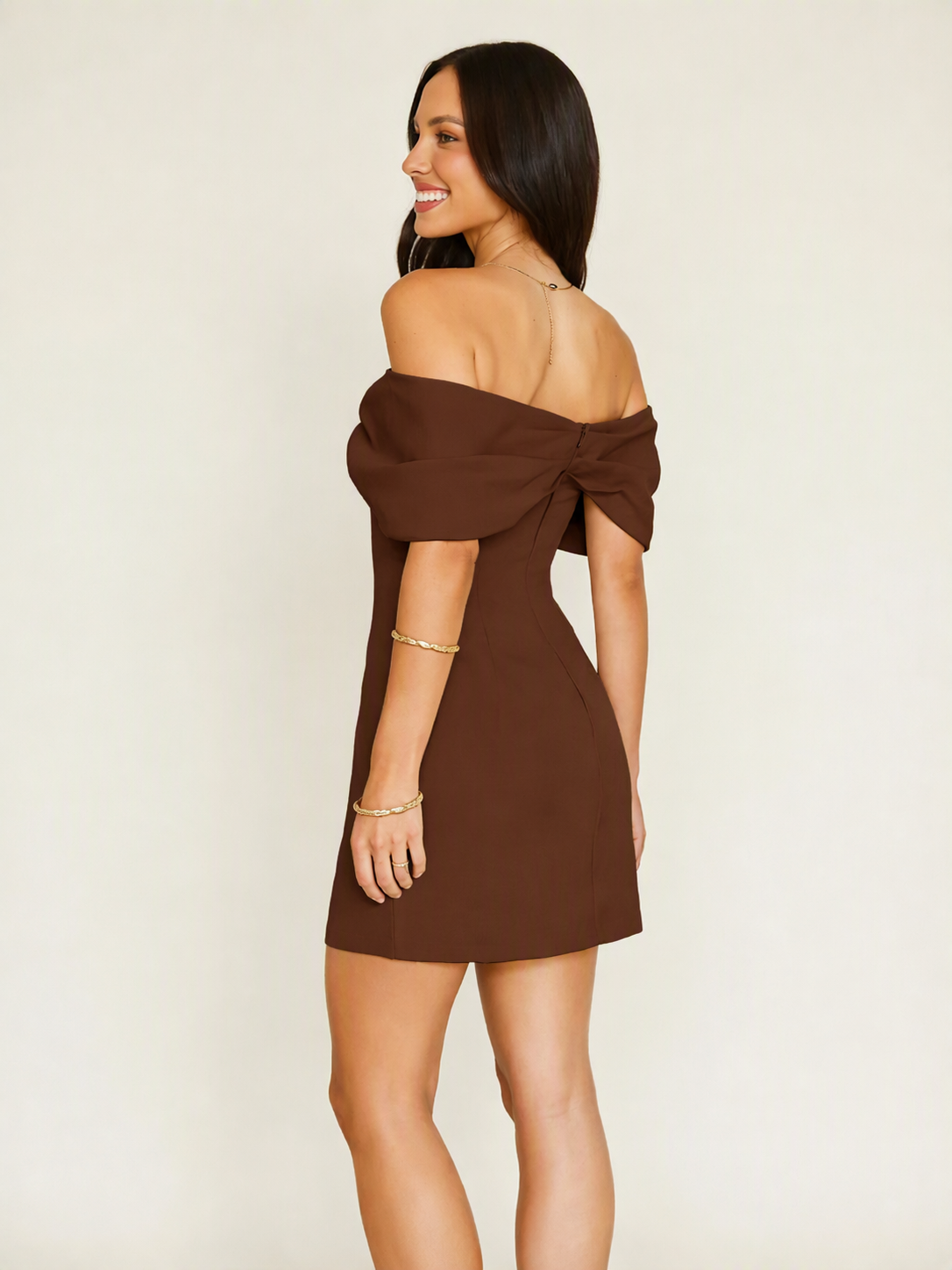 Off Shoulder Bow Bodycon Mini Cocktail Dress