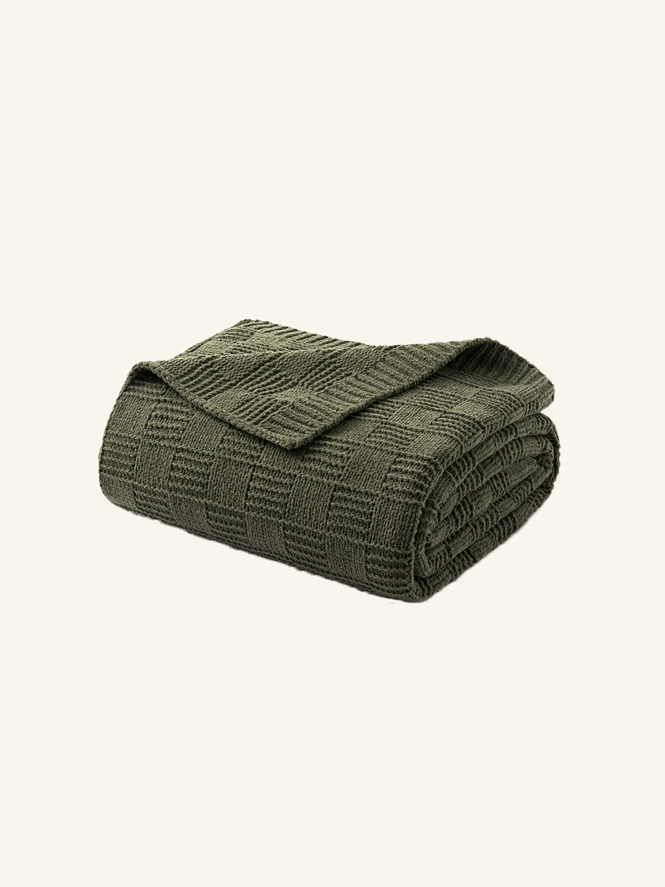Geometric Woven Grid Knitted Throw Blanket