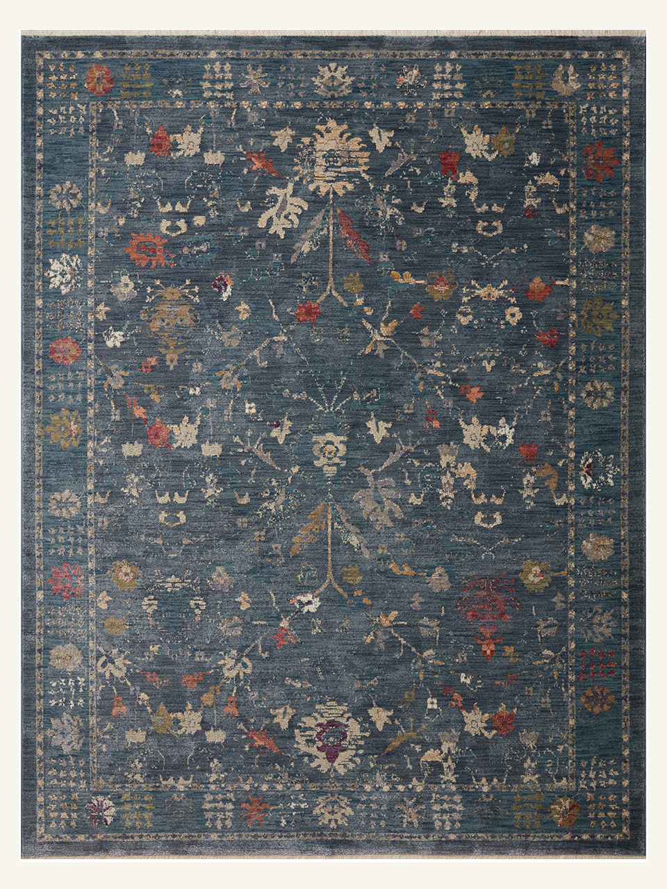 Distressed Vintage Floral Oriental Area Rug