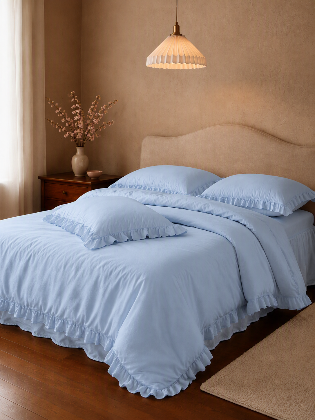 Romantic Ruffle Trim Pure Cotton Bedding Set