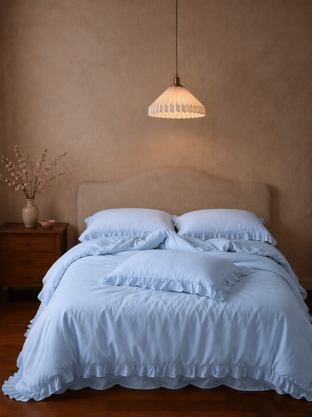 Romantic Ruffle Trim Pure Cotton Bedding Set