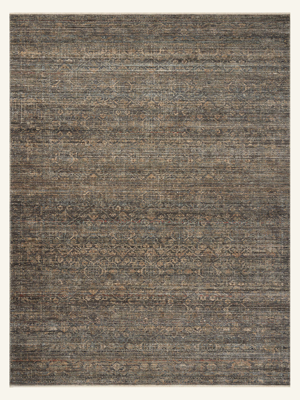 Earth Tone Distressed Vintage Washable Low Pile Area Rug