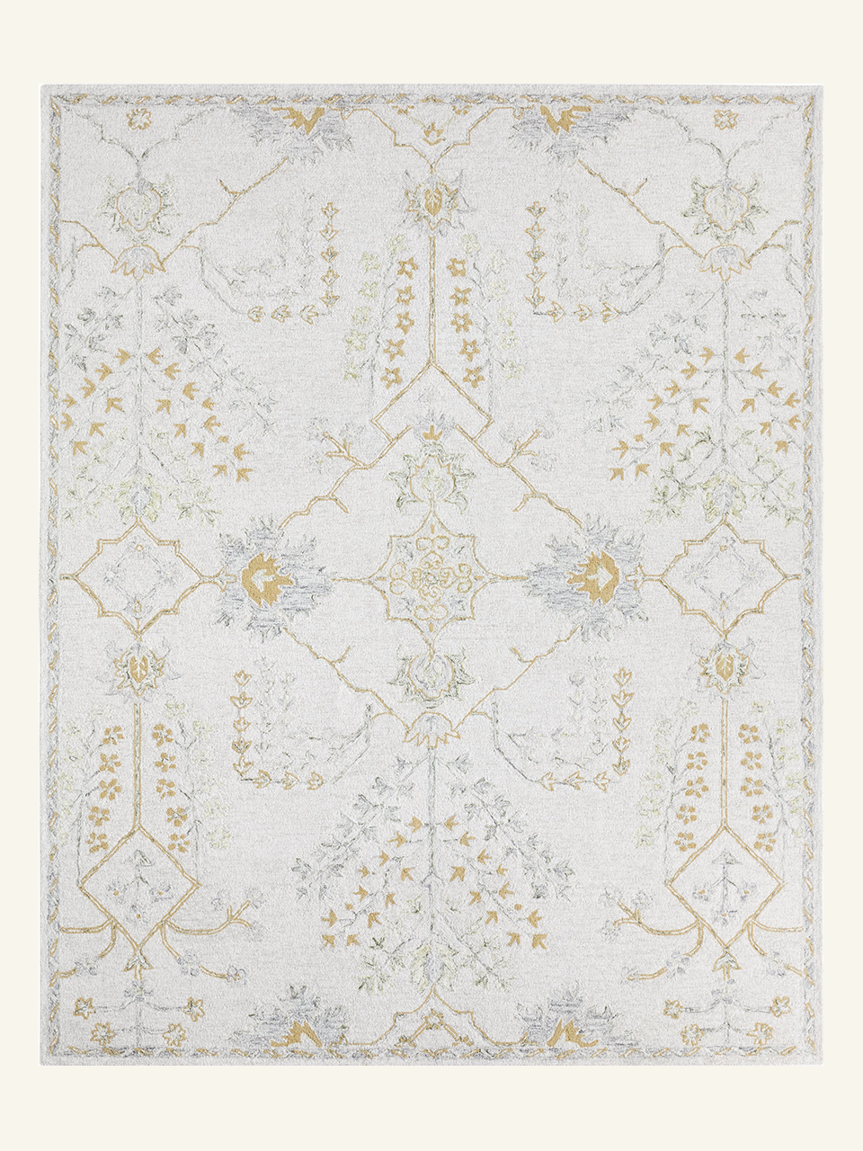 Soft Neutral Mosaic Floral Area Rug