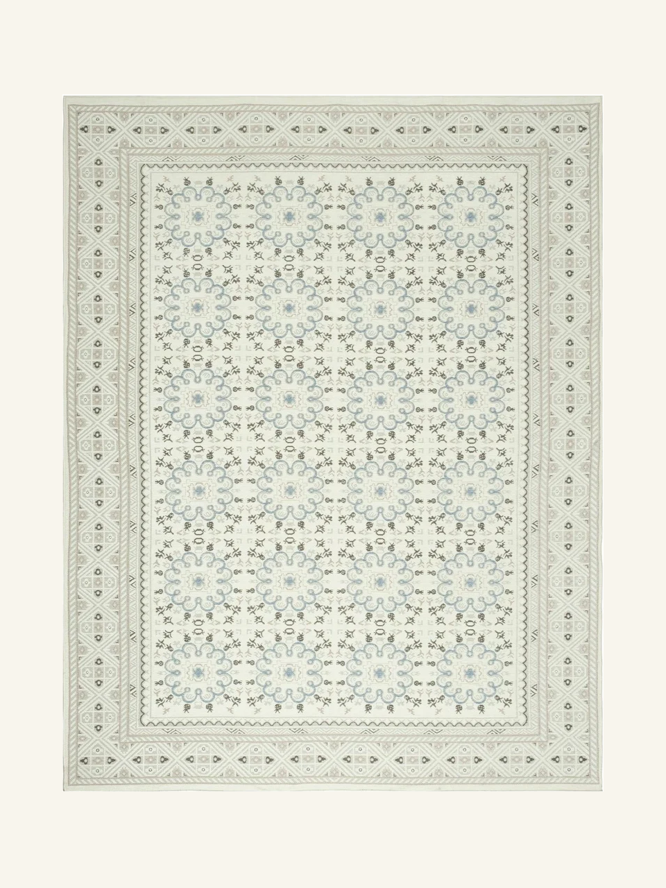 Multi‑Border Geometric Pattern Area Rug