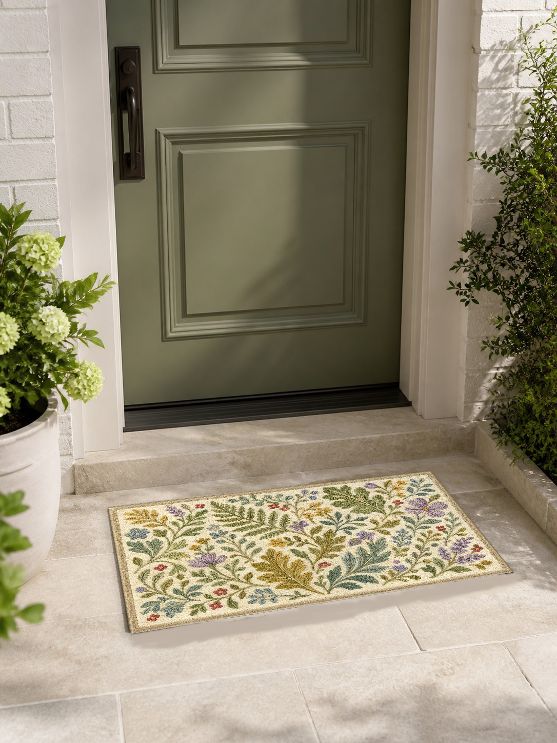 Botanical Floral Hand-Tufted Wool Blend Area Rug