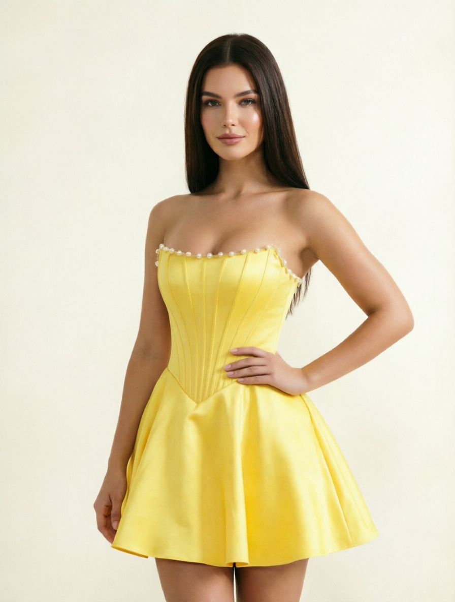 Strapless Corset Satin Short Homecoming Dress