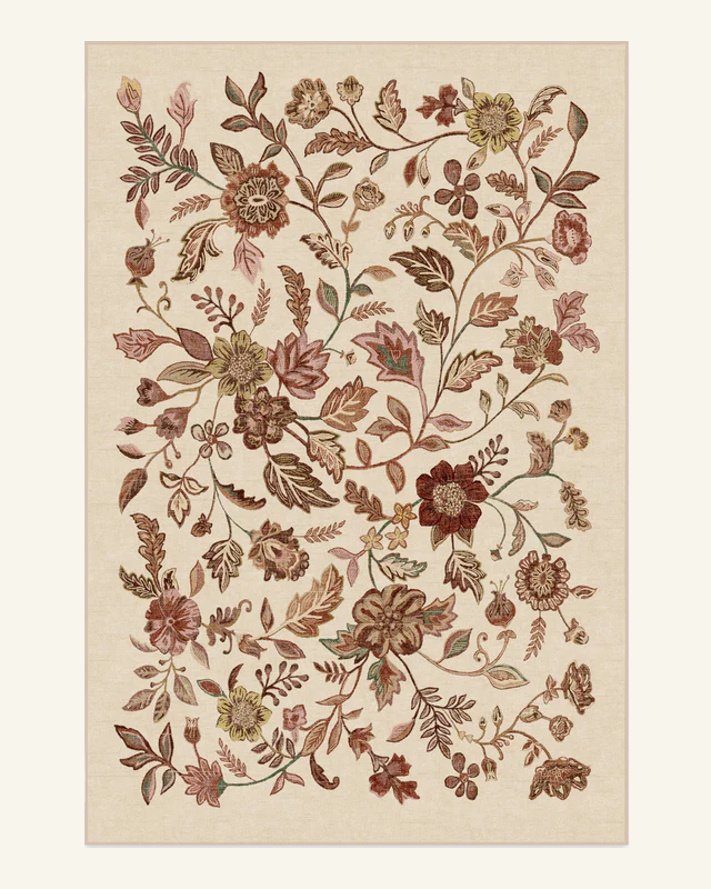 Traditional plant and flower indoor carpet