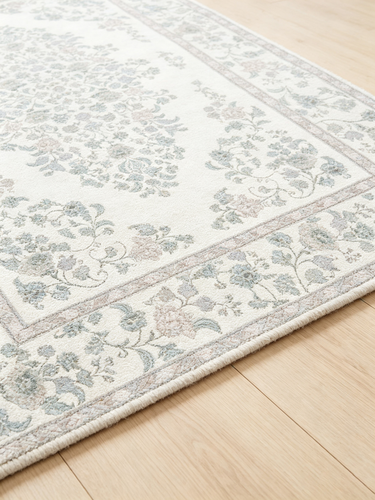 French Floral Low Pile Non-Slip Area Rug