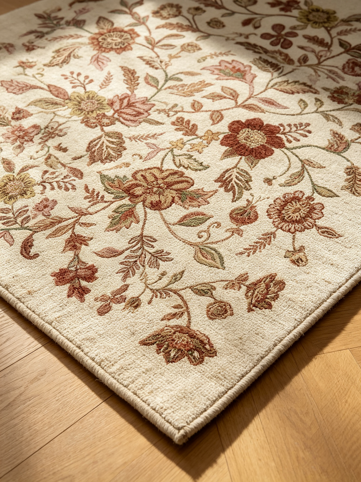 Traditional plant and flower indoor carpet