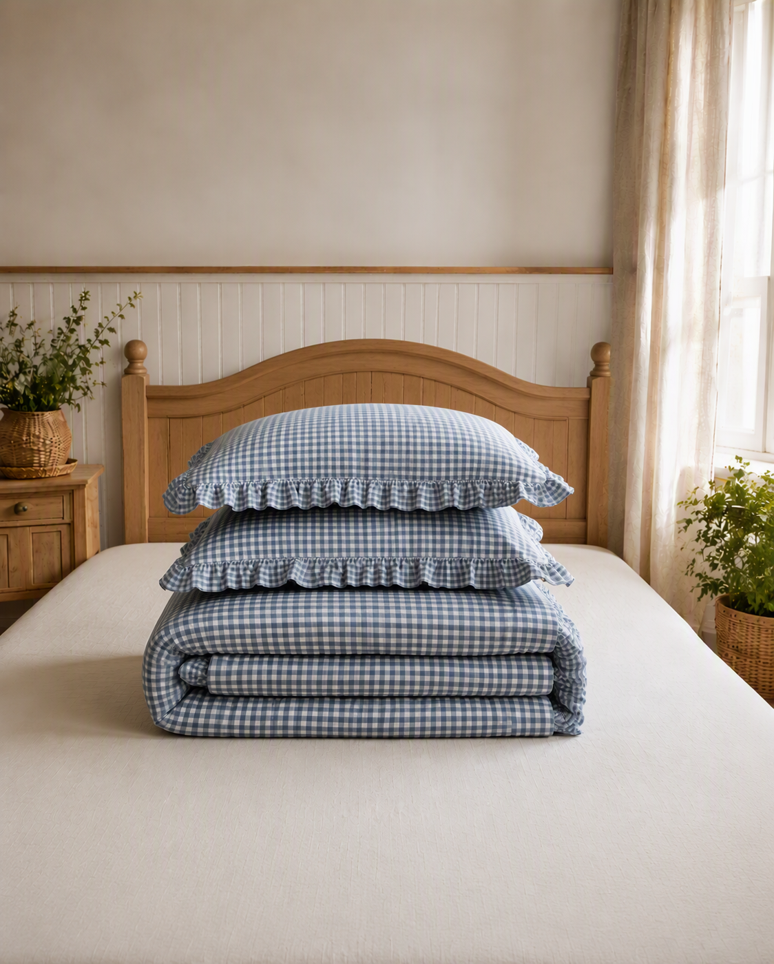 Gingham Ruffle 3-Piece Comforter Set
