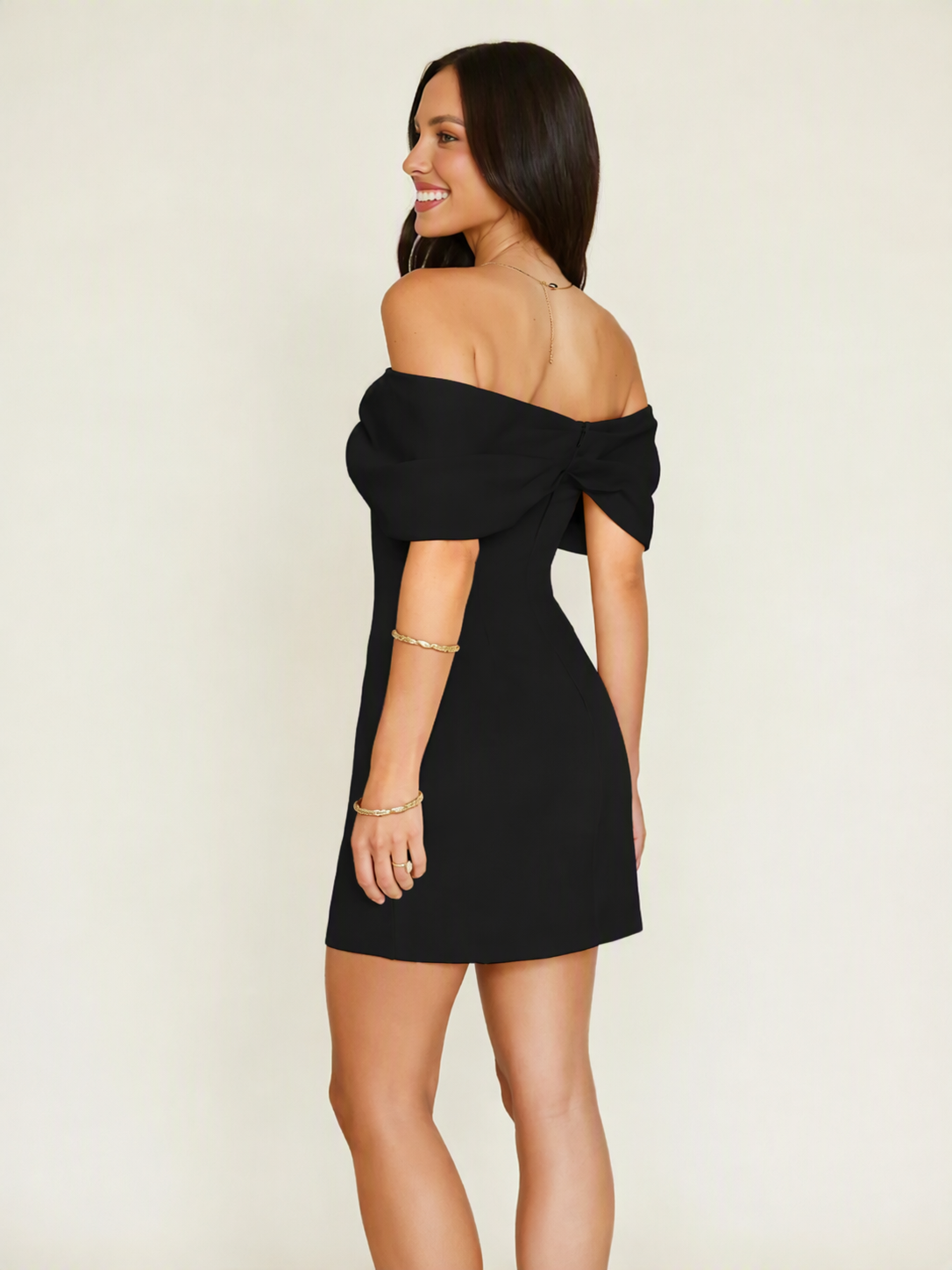 Off Shoulder Bow Bodycon Mini Cocktail Dress