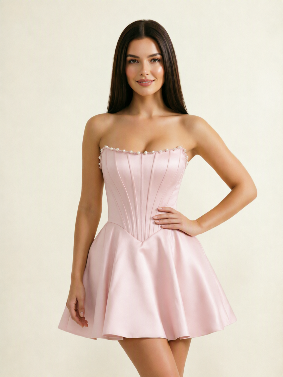 Strapless Corset Satin Short Homecoming Dress