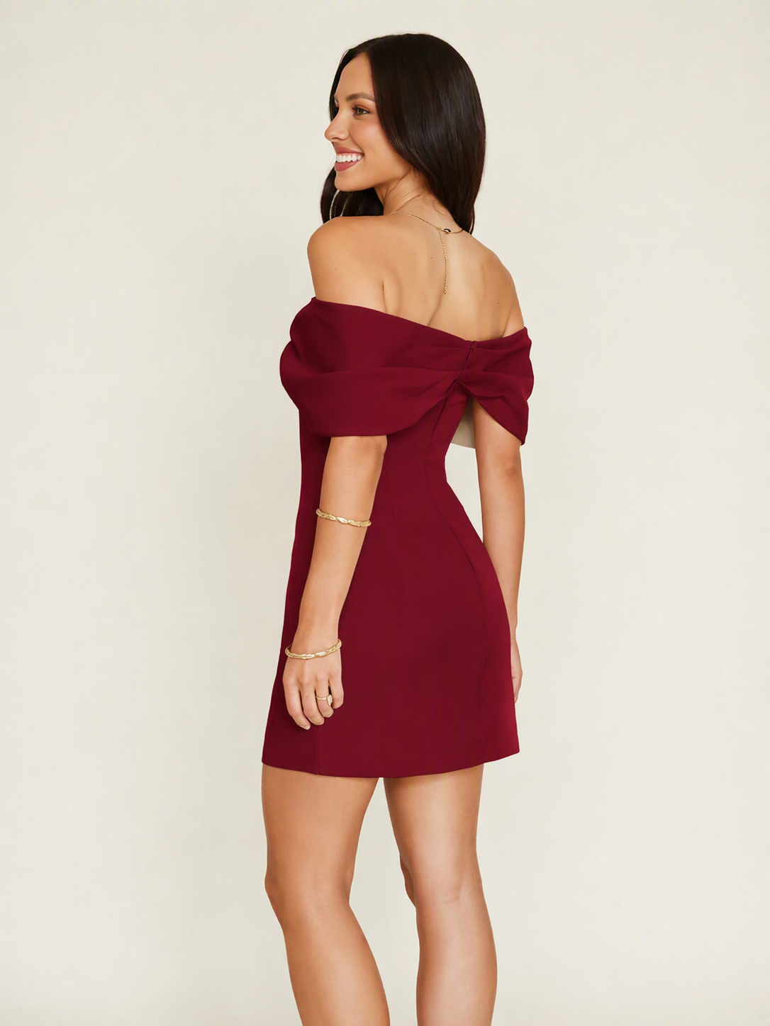 Off Shoulder Bow Bodycon Mini Cocktail Dress