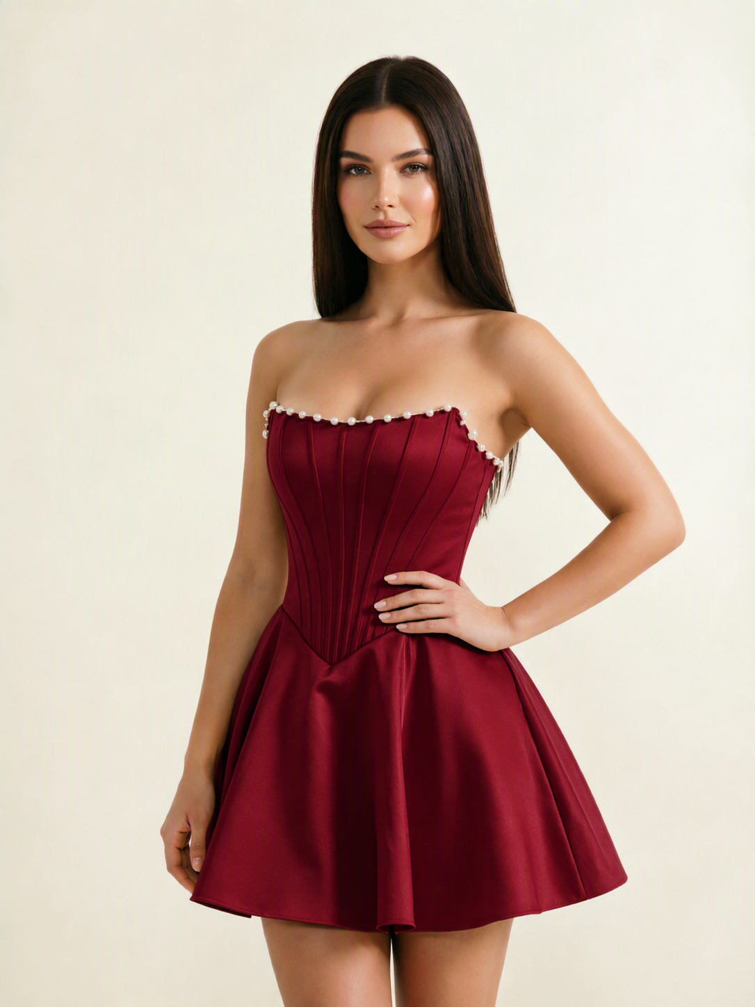 Strapless Corset Satin Short Homecoming Dress