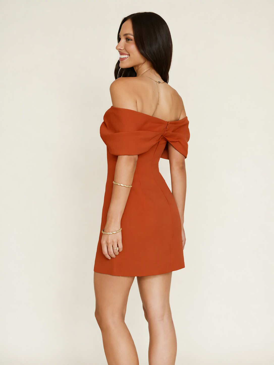 Off Shoulder Bow Bodycon Mini Cocktail Dress