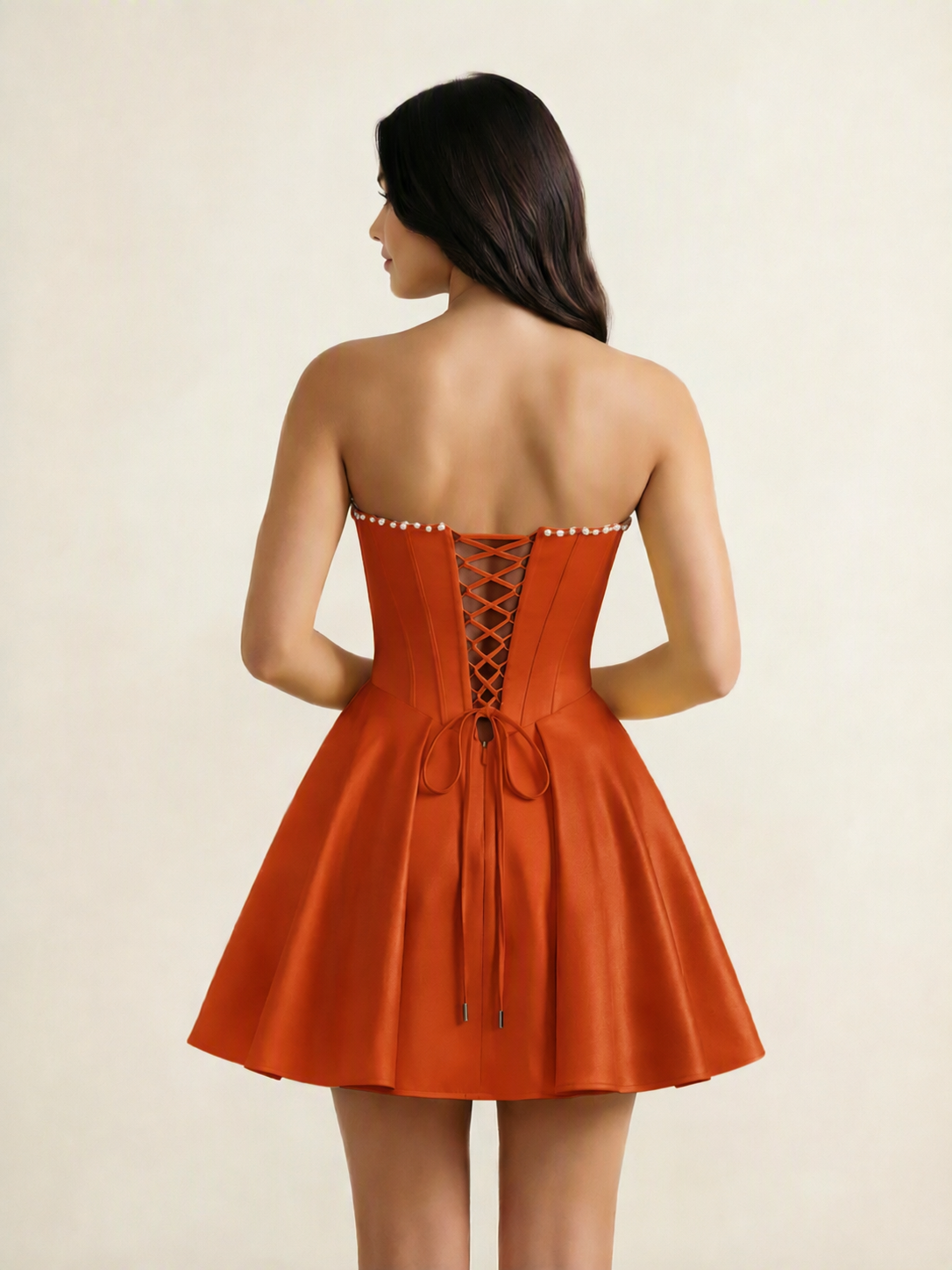 Strapless Corset Satin Short Homecoming Dress